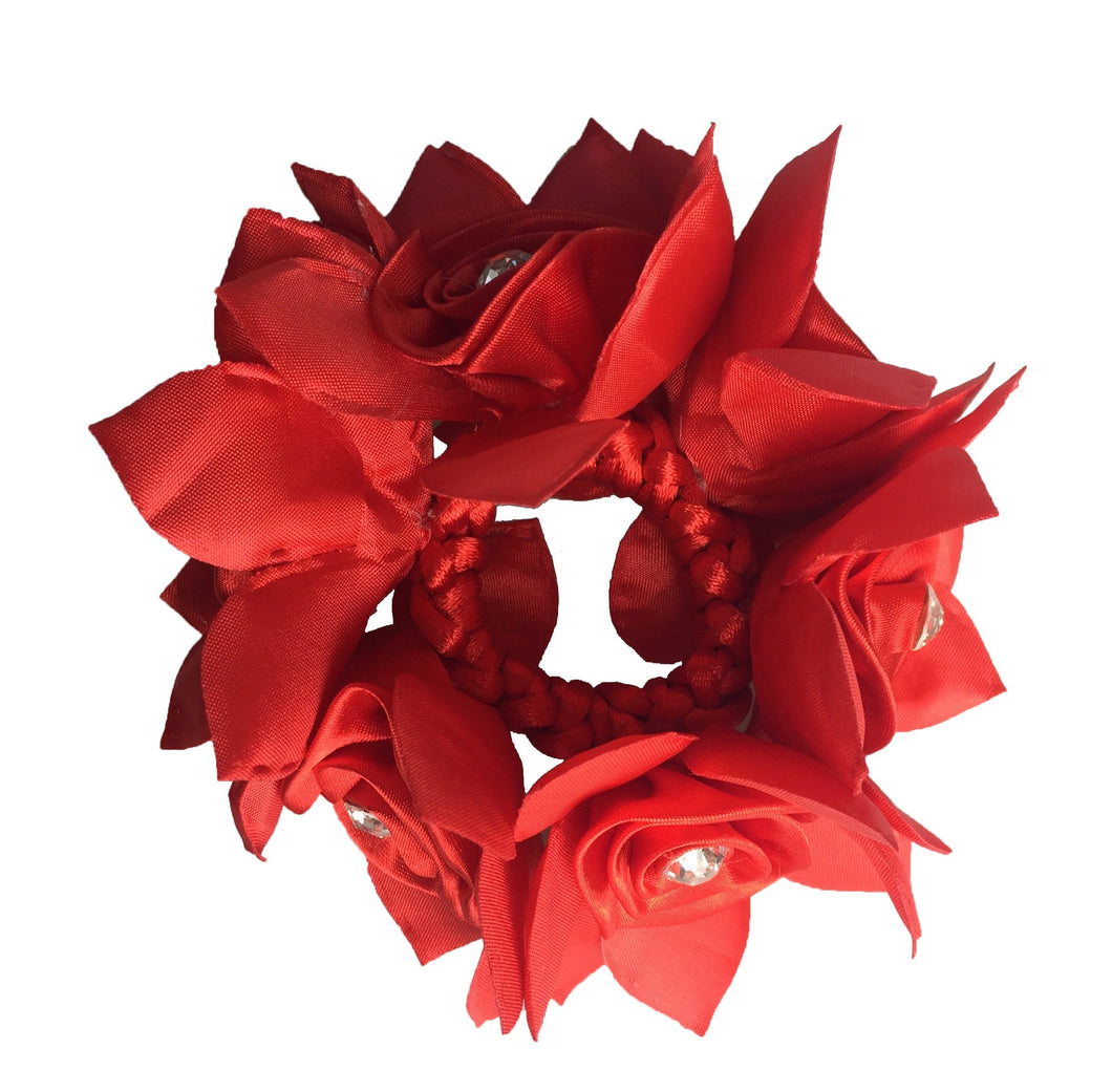 Hamag Rose Petal Hair Scrunchie with Crystals